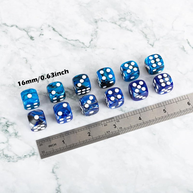 LAMJAM 24 Pieces 16mm Marble 6 Sided Dice Round Corner D6 Dice Set Card Game Dice for MTG DND Tenzi Farkle Yahtzee Bunco or Math Learning - Image 2